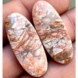 Gorgeous 26 Carat Pair of Picture Jasper Cabochons!